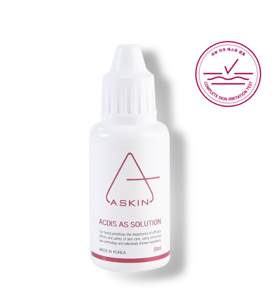 White bottle of Aaskin ACDIS AS Solution with a red logo on a white background