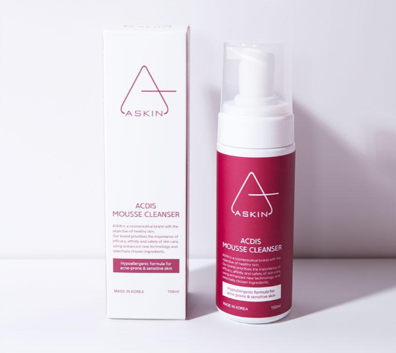 ASKIN ACDIS Mousse Cleanser bottle and packaging on a white background